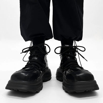 High-Top Chunky Sole Leather Shoes WN19152