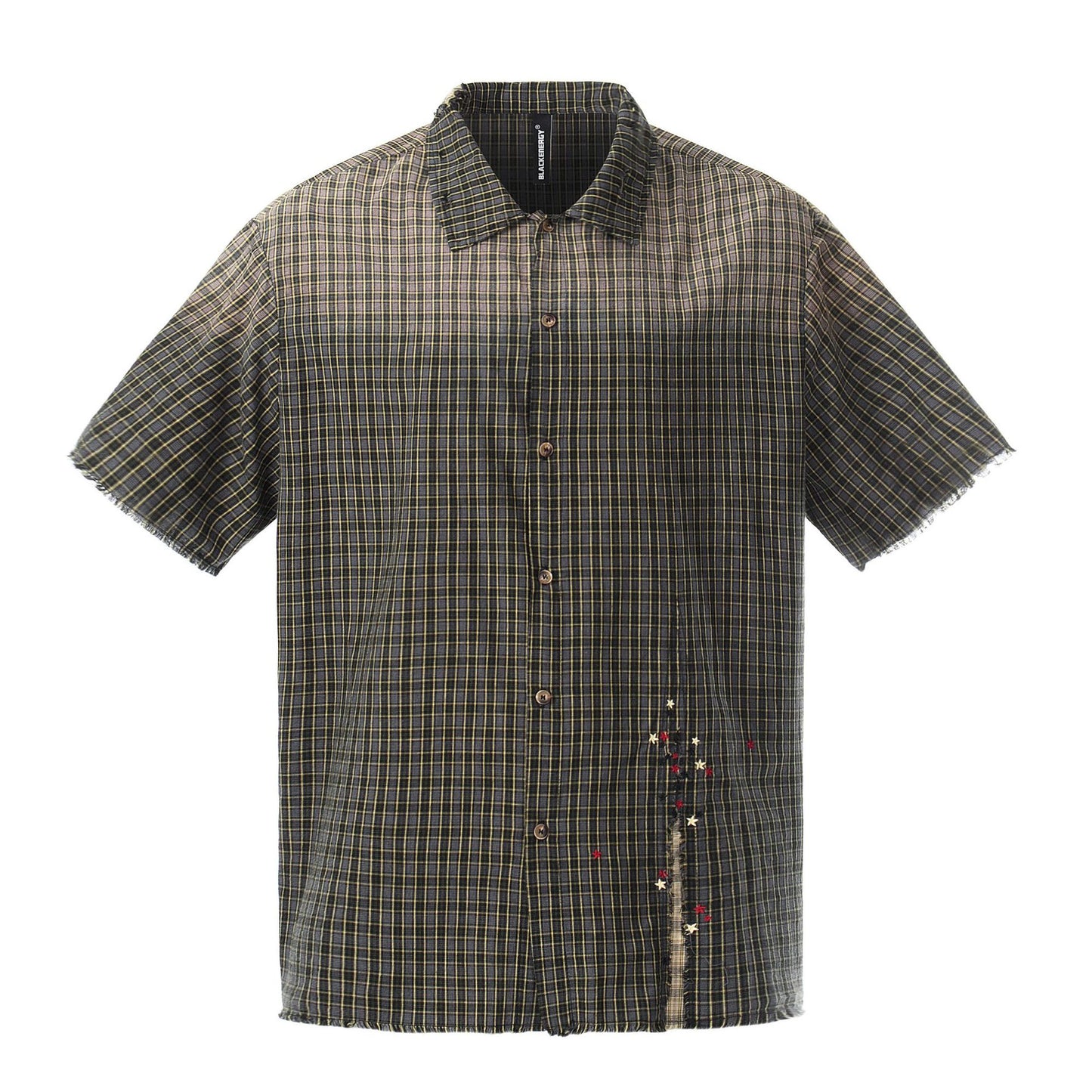 Plaid Cut Gradient Washed Short Sleeve Shirt WN25678