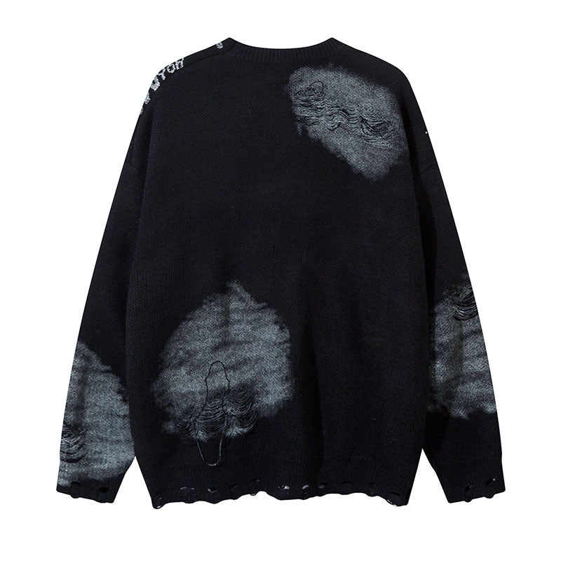 CHAIN ​​JACQUARD SPRAY PAINT KNIT SWEATER WN11439