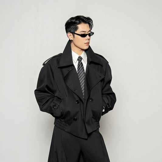 Large Lapel Wide Shoulder Short Jacket WN20875