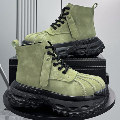 Suede Stitch Detail Chunky Sole Short Boots WN24614