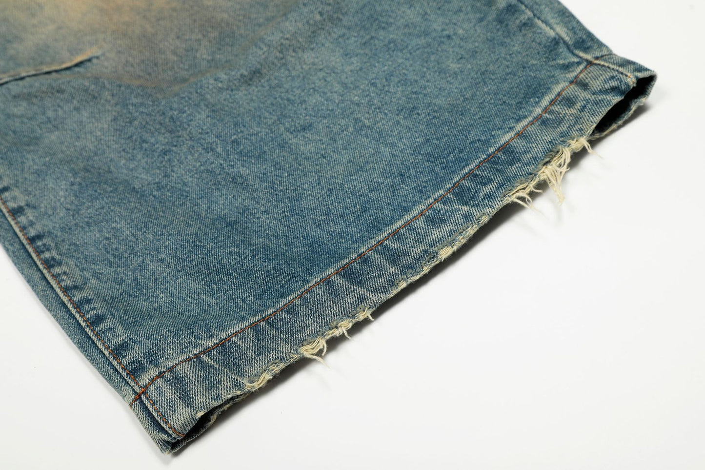 Dirty Washed Curved Wide Leg Denim Jeans WN25914