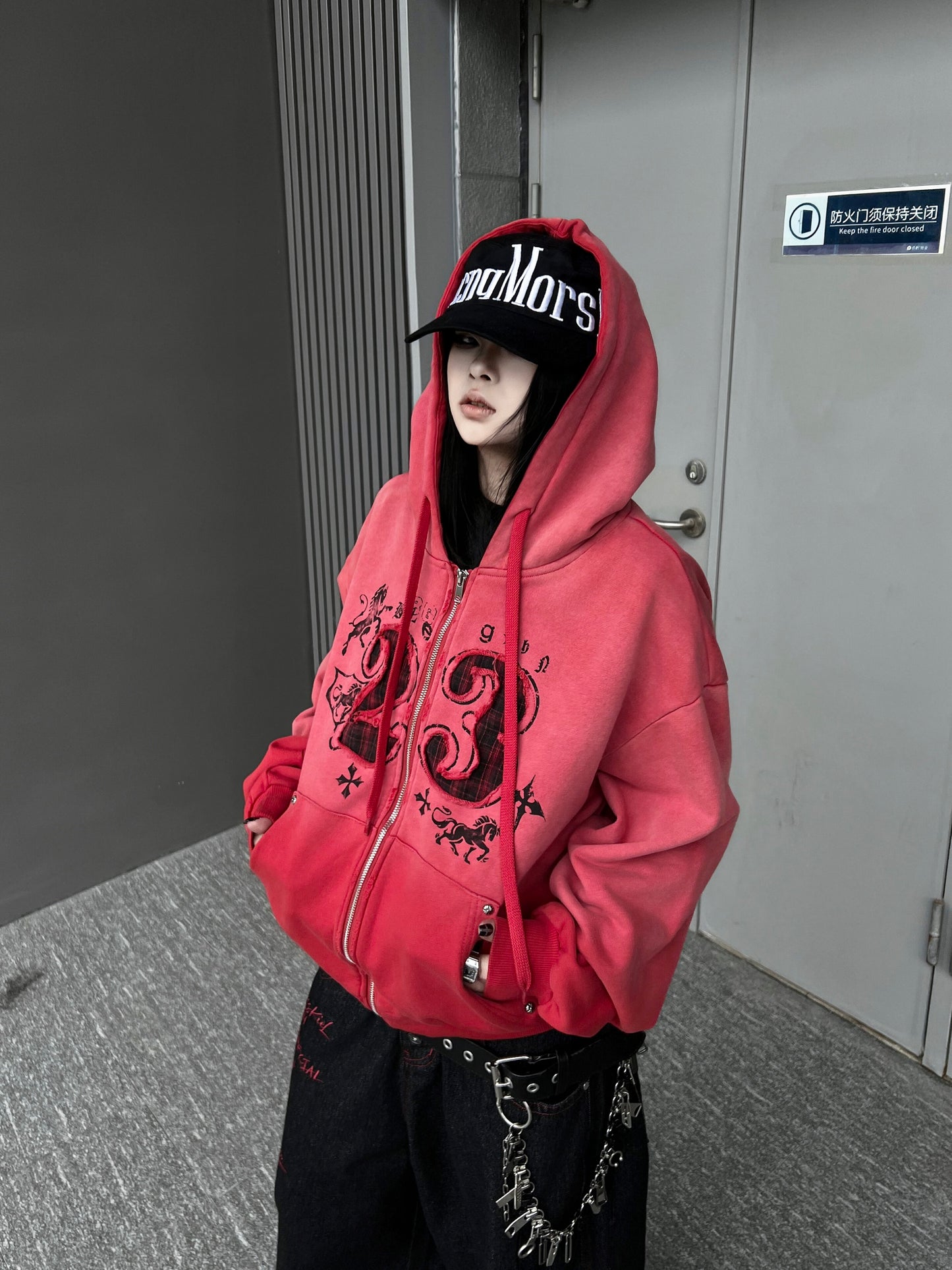 Gradient Wash Zipper Short Length Oversize Hoodie WN24228