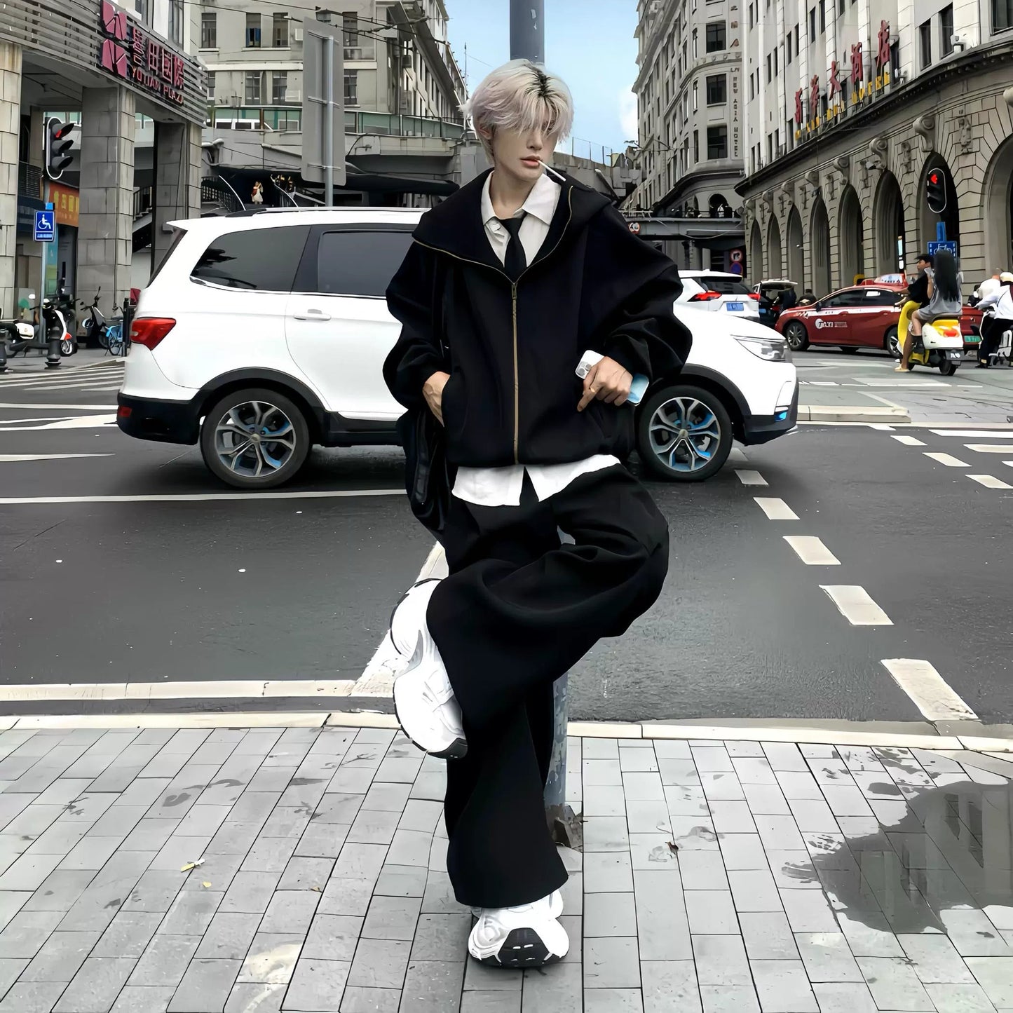 Heavyweight Oversize Hoodie & Wide Leg Pants Setup WN19865