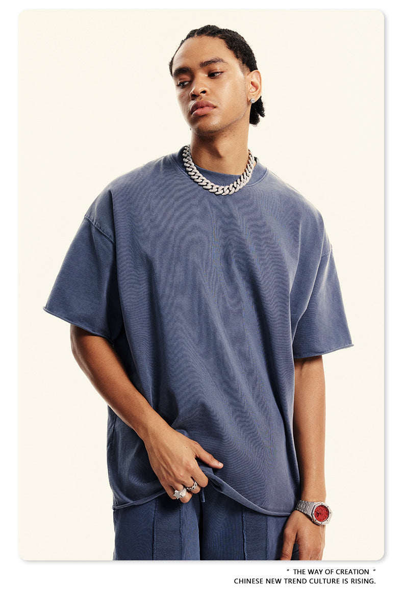 Washed Heavyweight Short Sleeve T-Shirt & Cargo Sweatpants Setup WN6063