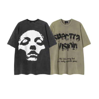 Washed Mask Art Print Short Sleeve T-Shirt WN25441