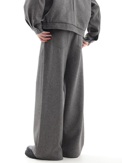 Thick Woolen Wide-Leg Straight Trousers WN10296