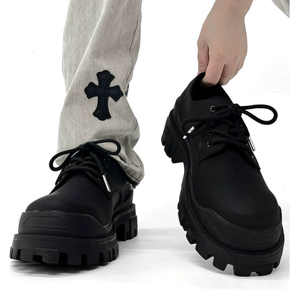 Matte Leather Round-Toe Thick Sole Derby Shoes WN19133