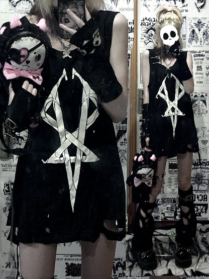 Dark Rock Design Oversize Sleeveless T-Shirt WN15611