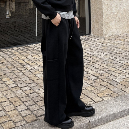 Layered Zipper Hoodie & Wide Leg Cargo Sweatpants Setup WN24933