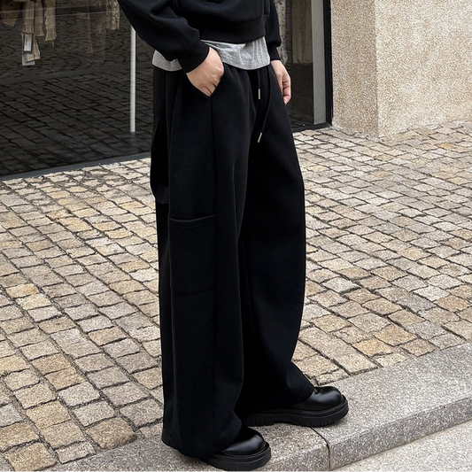 Layered Zipper Hoodie & Wide Leg Cargo Sweatpants Setup WN24933