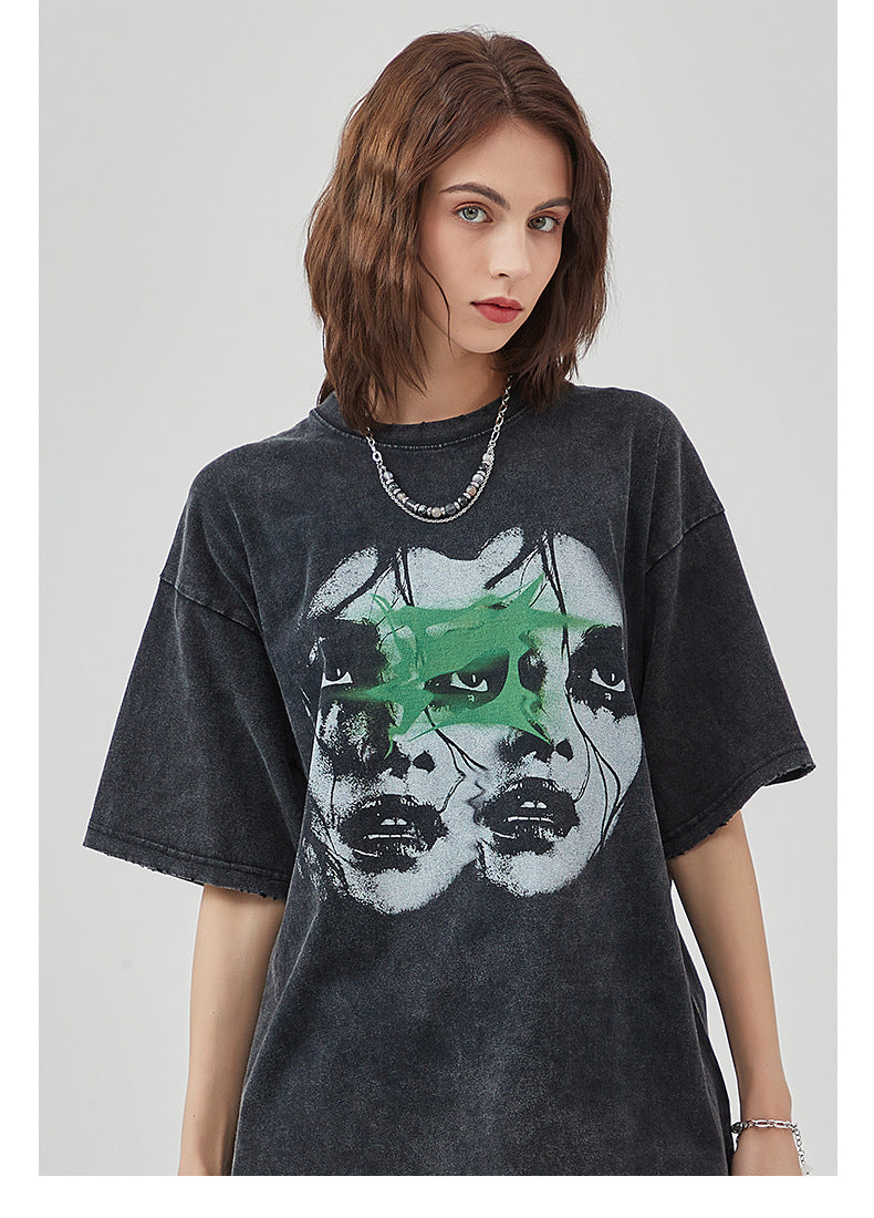 Round Neck Print Short Sleeve T-shirt WN7766