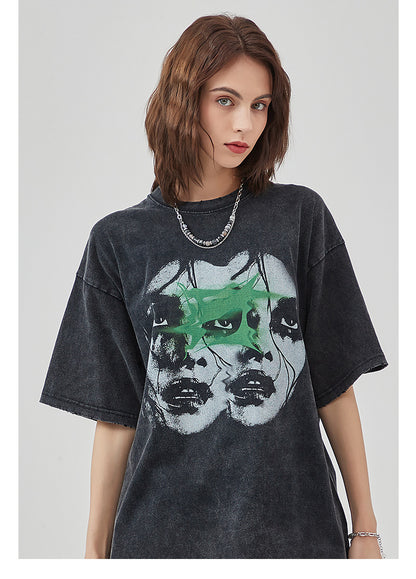 Round Neck Print Short Sleeve T-shirt WN7766