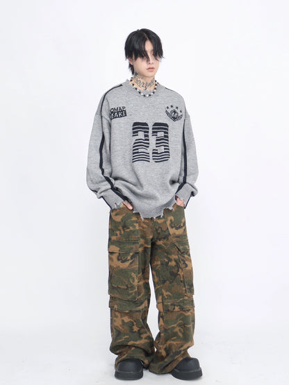 Oversize Damage Knit Sweater WN8713