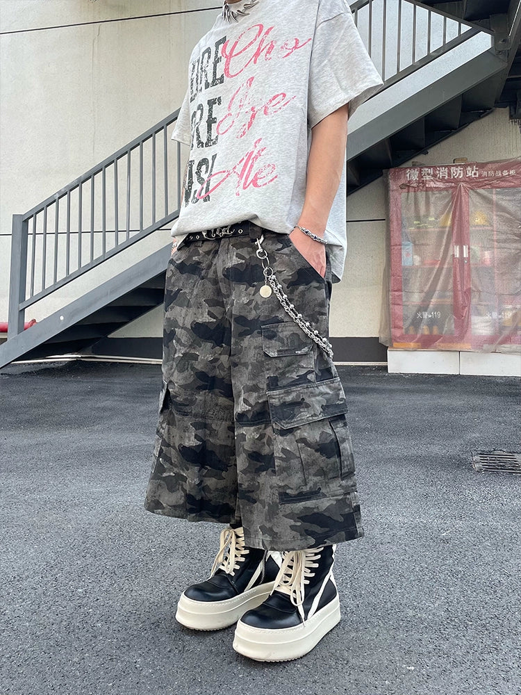 Camouflage Wide Leg Half Pants WN18826