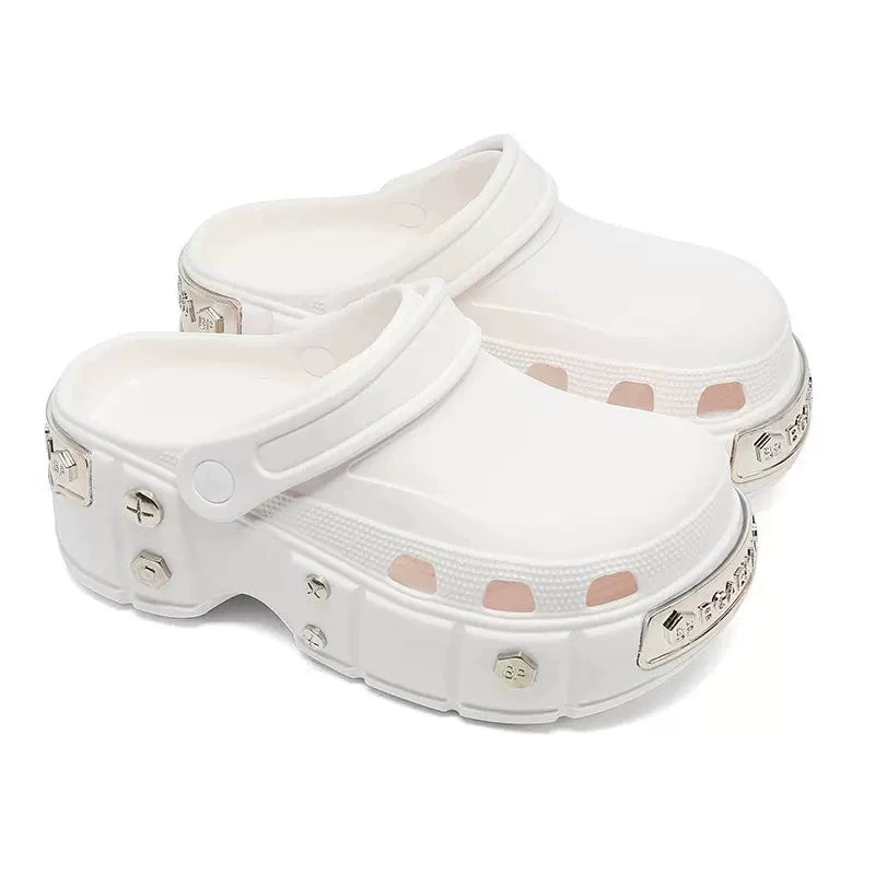 Metal Studded Chunky Sole Clog Sandals WN20793