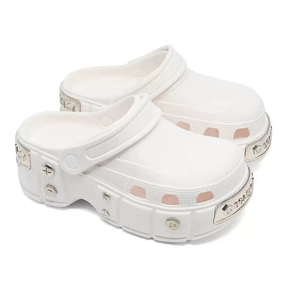 Metal Studded Chunky Sole Clog Sandals WN20793