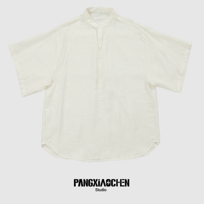 Standing-Collar Sleeve Short Sleeve Shirt WN20155