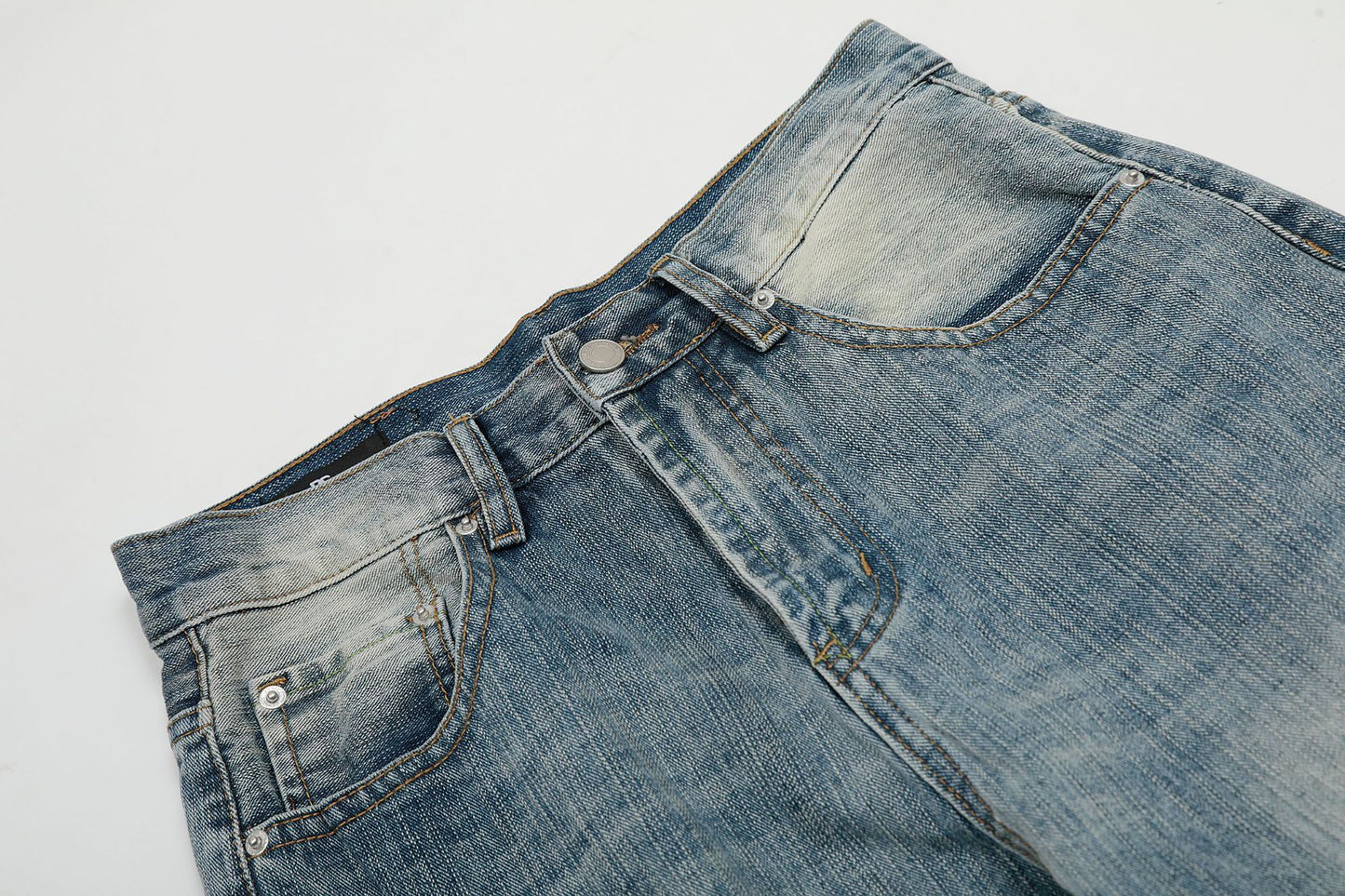 Washed Wide-Leg Straight Denim Jeans WN14056