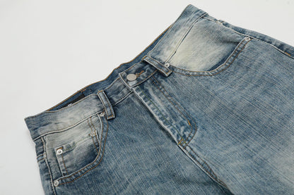 Washed Wide-Leg Straight Denim Jeans WN14056