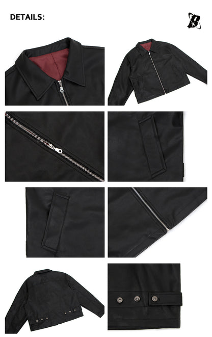 Turn-Down Collar PU Leather Jacket WN26269