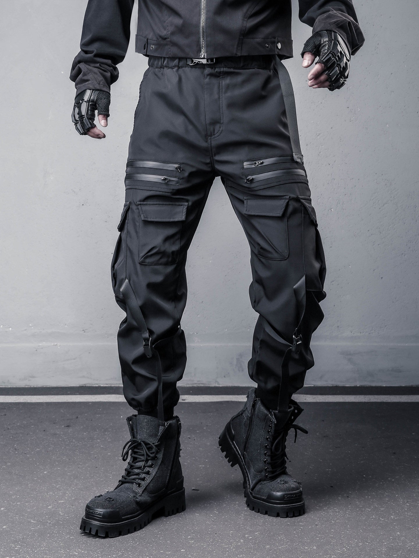 Tactical Ribbon Strap Cuffed Cargo Pants WN22568