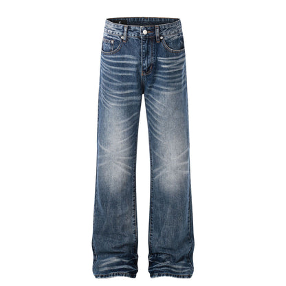 Whisker Washed Flare Denim Jeans WN25956