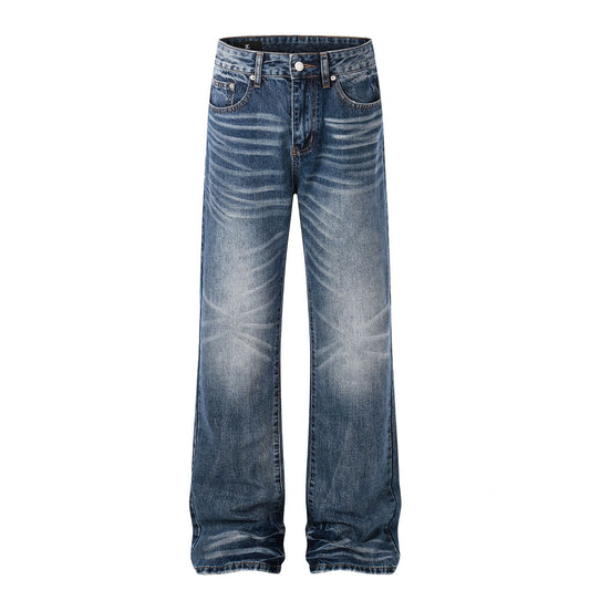 Whisker Washed Flare Denim Jeans WN25956
