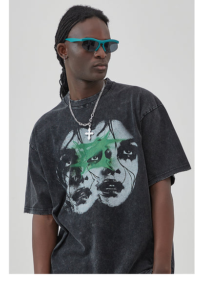 Round Neck Print Short Sleeve T-shirt WN7766