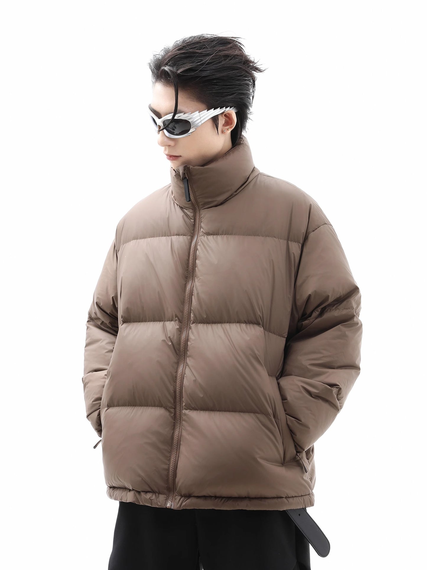 White Duck Down Stand Collar Puffer Jacket WN10326