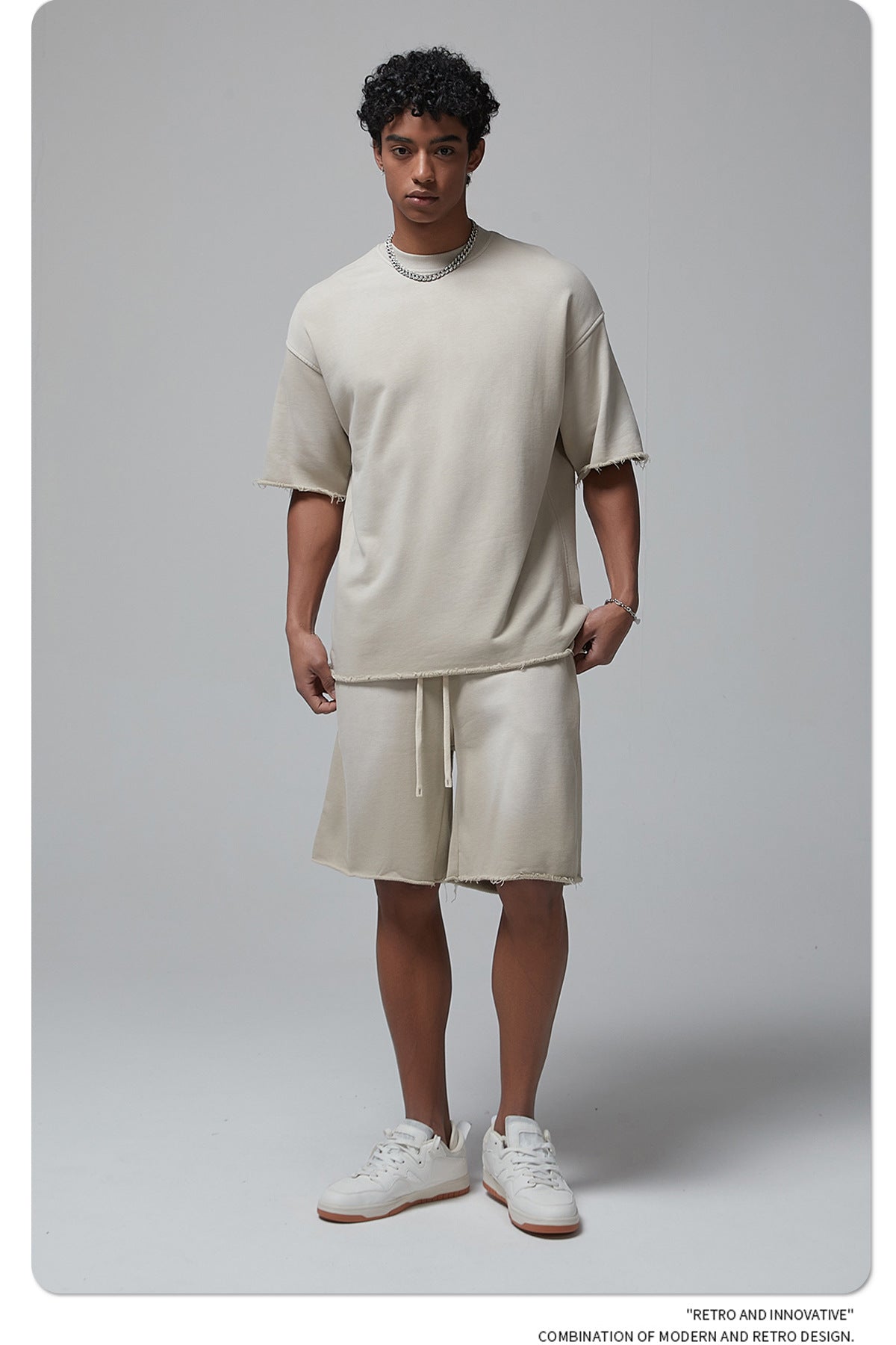 Oversize Spray-dyed Short-sleeve T-shirt & Spray-dyed Short Sweatpants Setup WN6639