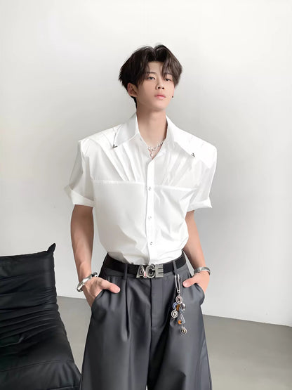 Pleated Wrinkle-Free Short Sleeve Shirt WN20089