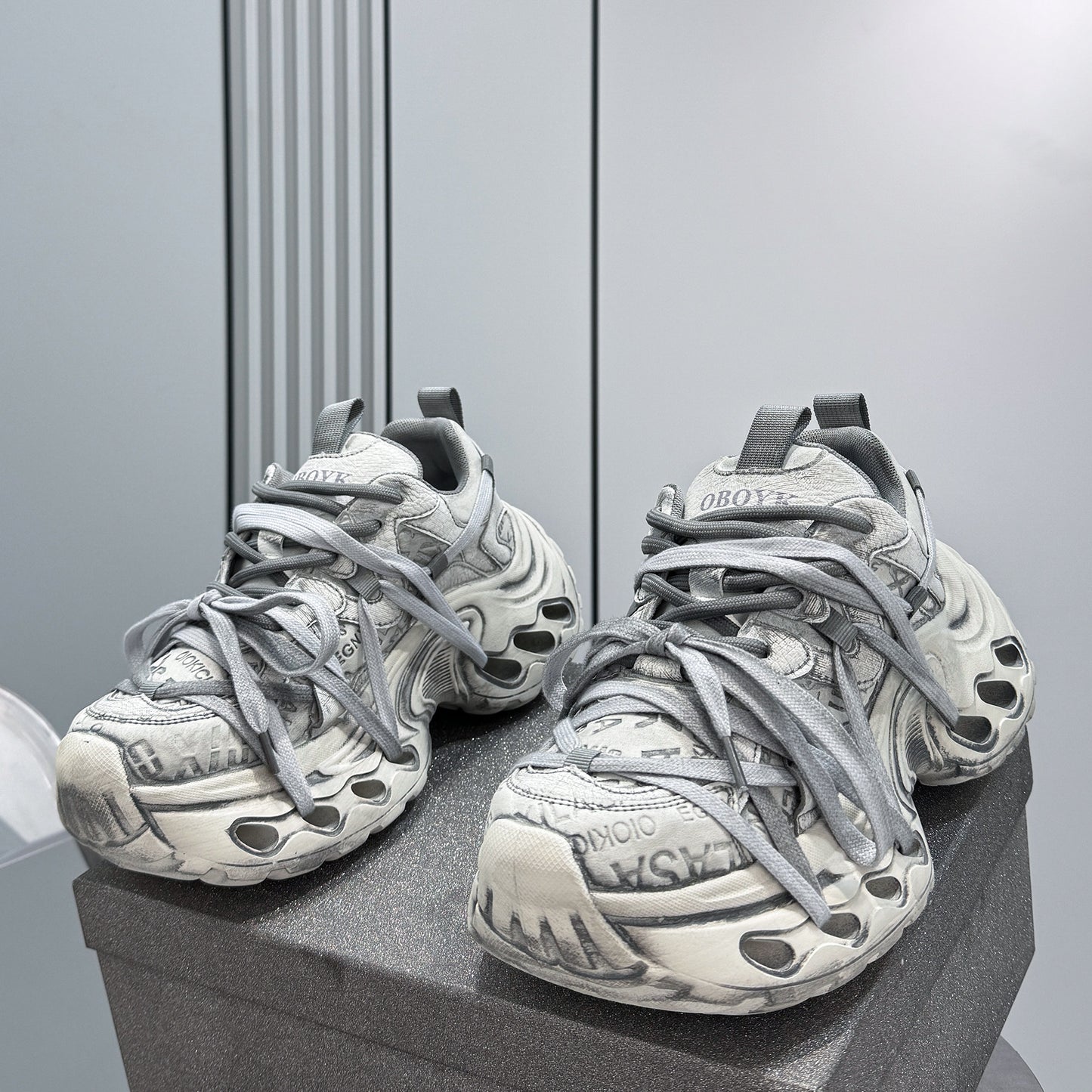 Damage Panel Chunky Sole Sneakers WN24592