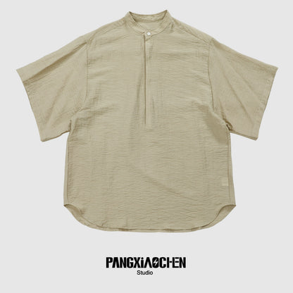 Standing-Collar Sleeve Short Sleeve Shirt WN20155