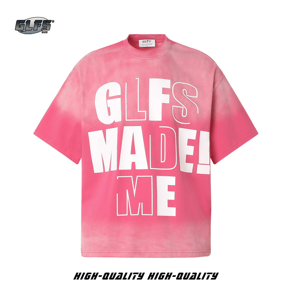 Washed Letter Print Short Sleeve T-Shirt WN26441