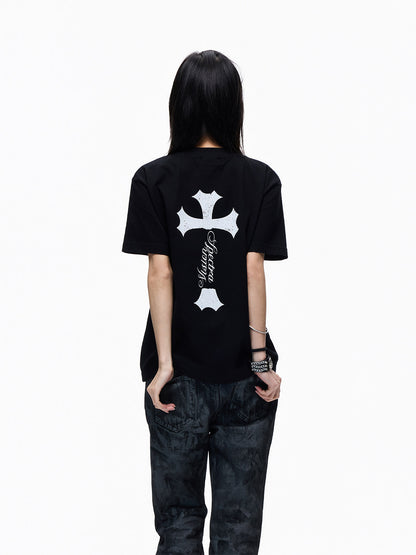 Damage Letter Print Cropped Short Sleeve T-Shirt WN27312