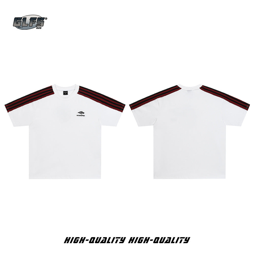 Sporty Tape Embroidery Short Sleeve T-Shirt WN26501