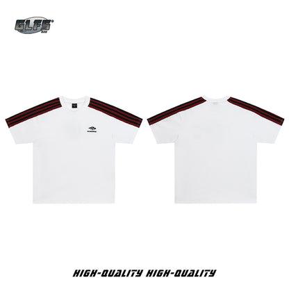 Sporty Tape Embroidery Short Sleeve T-Shirt WN26501