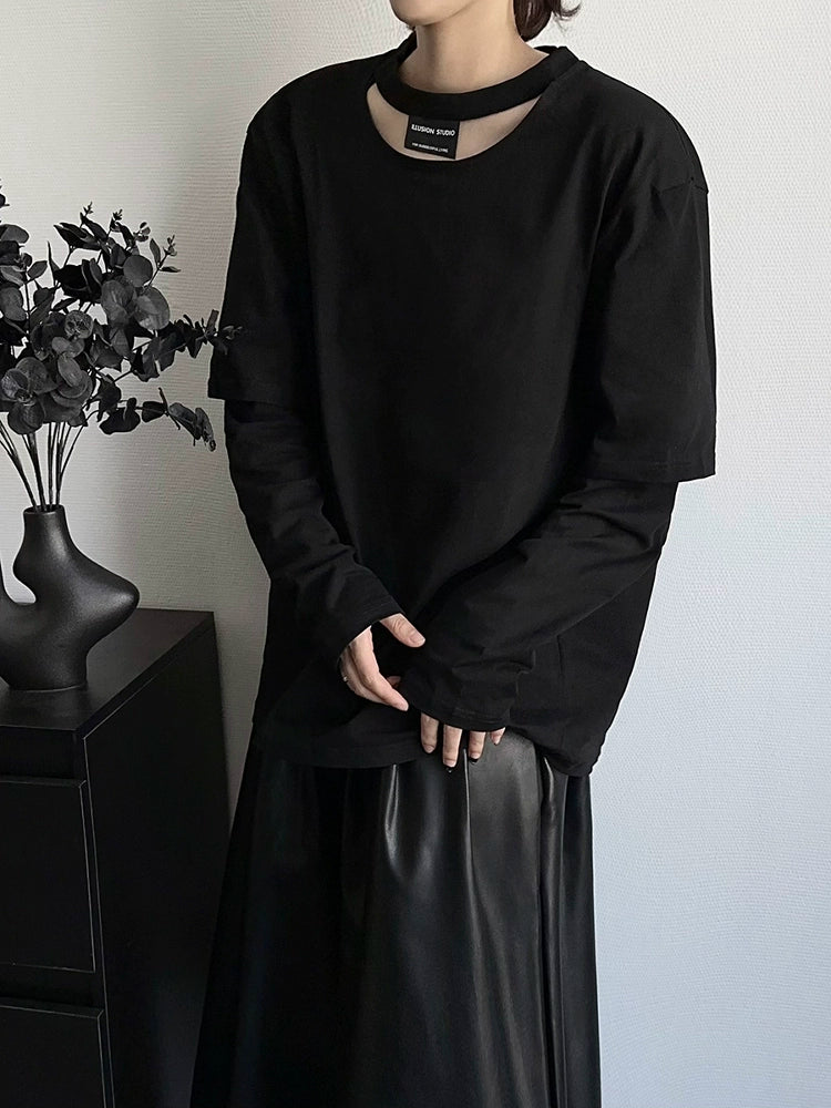 Deconstructed Hollow-Out Long Sleeve T-Shirt WN19366