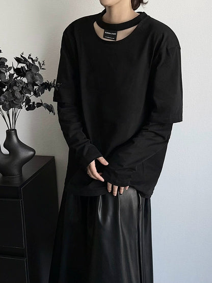Deconstructed Hollow-Out Long Sleeve T-Shirt WN19366