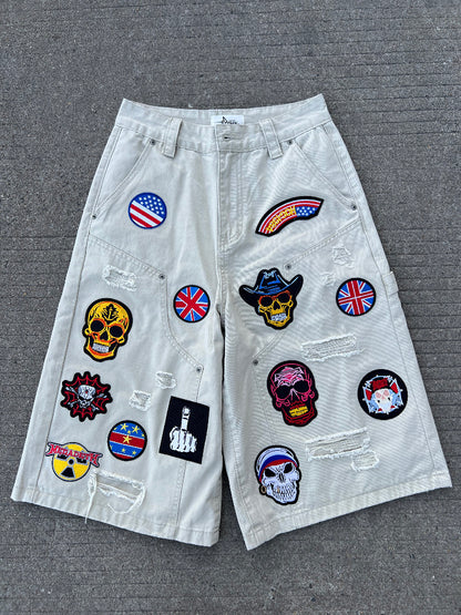 Multi Patch Damage Denim Half Jeans & Denim Jeans WN24067