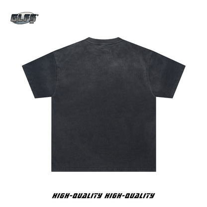 Washed Portrait Print Short Sleeve T-Shirt WN26604