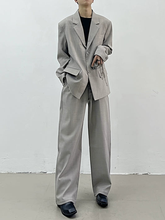 Exposed Seam Textured Tailored Jacket & Trousers Setup WN11636