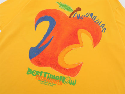 Apple Letter Print Short Sleeve T-Shirt WN26920