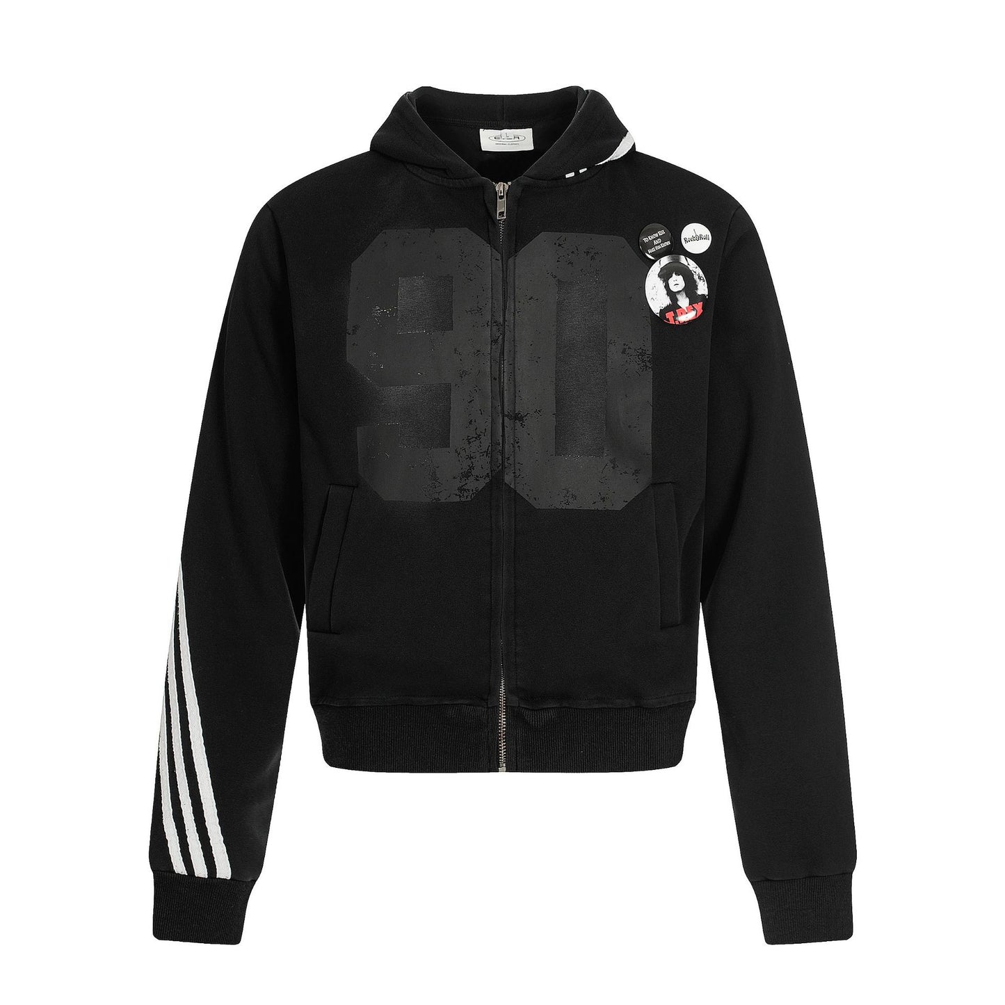 Three Stripes Short Sporty Zipper Hoodie WN21916