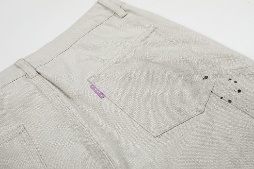 Washed Wrinkle Detail Wide Leg Denim Jeans WN28005
