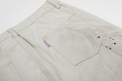 Washed Wrinkle Detail Wide Leg Denim Jeans WN28005