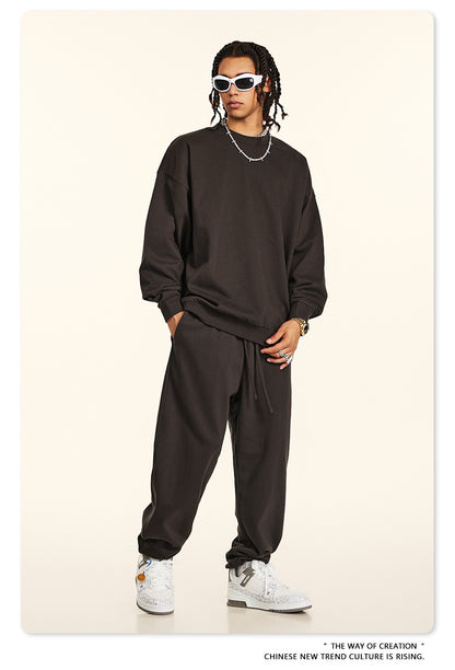 Oversize Heavyweight Pullover Hoodie & Zipper Hoodie & Sweatshirt & Pants Setup WN9930-K