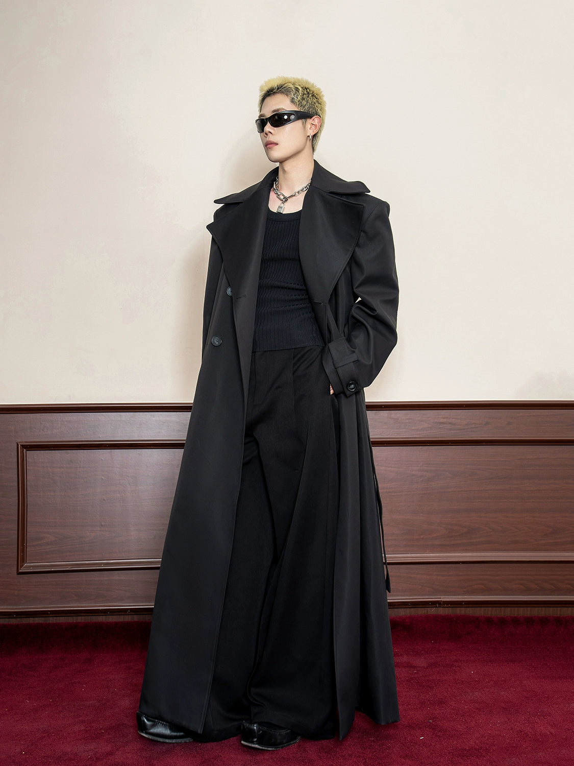 Large Lapel Waist Fit Wide Shoulder Coat WN20852