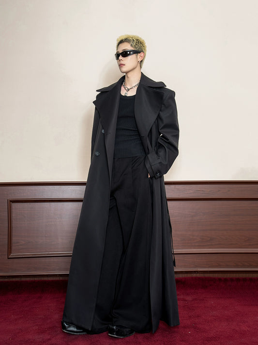 Large Lapel Waist Fit Wide Shoulder Coat WN20852